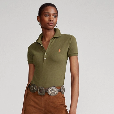 Shop Ralph Lauren Slim Fit Stretch Polo Shirt In Defender Green/c2226