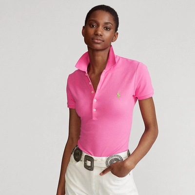 Shop Ralph Lauren Slim Fit Stretch Polo Shirt In Maui Pink/c5368