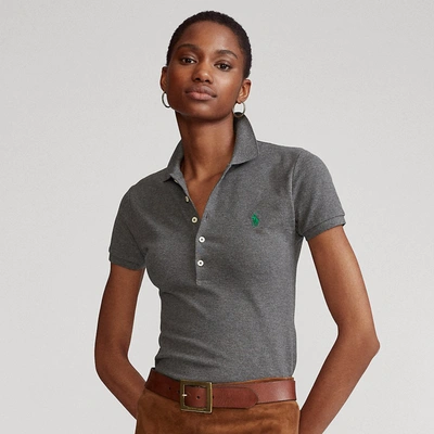 Shop Ralph Lauren Slim Fit Stretch Polo Shirt In Barclay Heather/c6128