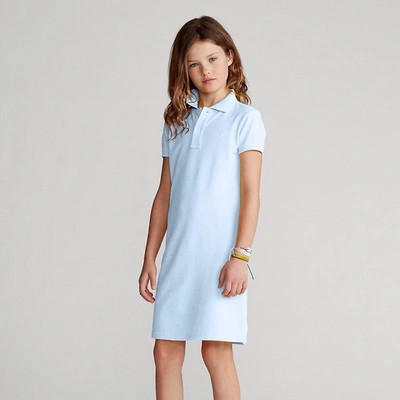 Shop Polo Ralph Lauren Cotton Mesh Polo Dress In Elite Blue