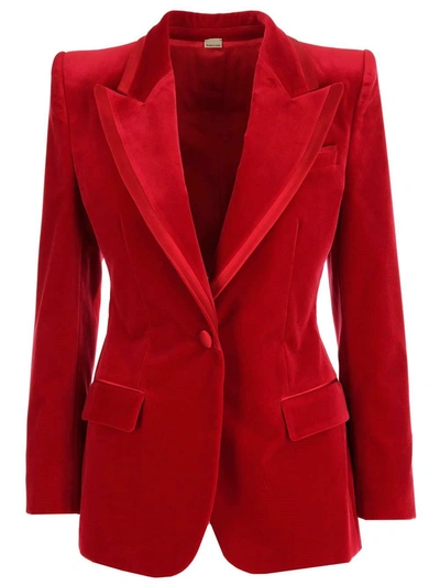 Shop Gucci Single Breasted Tailored Blazer In Red