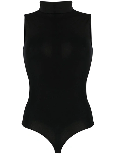 Shop Wolford Black Roll-neck Sleeveless Bodysuit In Nero