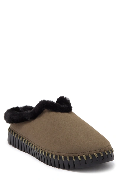 Shop Ilse Jacobsen Tulip Faux Fur Lined Slipper In Deep Olive