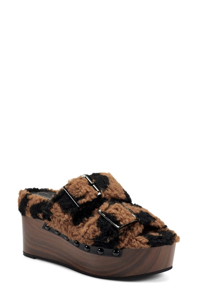 Shop Jessica Simpson Cyriss Faux Shearling Platform Slide Sandal In Natural/black
