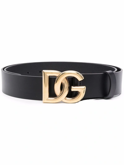 Dolce & Gabbana Cintura Logata Cuoio Lux In Black | ModeSens
