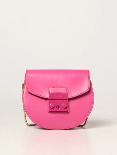 Shop Furla Crossbody Bags Metropolis  Leather Bag In Fuchsia