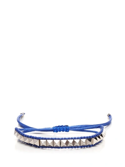 Shop Valentino Garavani Rockstud Embellished Bracelet In Blue