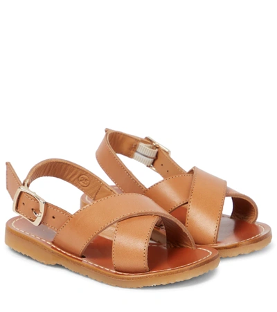 Shop Bonpoint Adeline Leather Sandals In Caramel