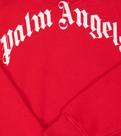 Shop Palm Angels Logo Cotton Sweatshirt In Red White