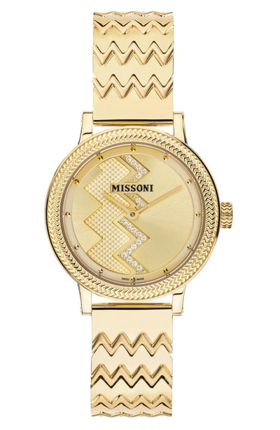 Shop Missoni Optic Zigzag Bracelet Watch, 35mm In Ip Champagne
