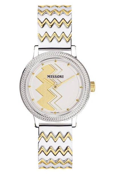 Shop Missoni Optic Zigzag Bracelet Watch, 35mm In Two Tone
