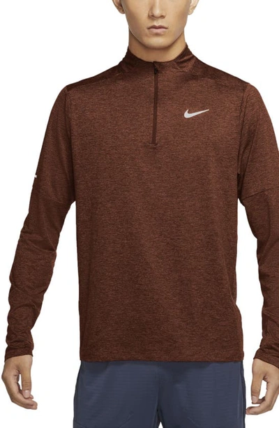 Nike Dri-fit Element Half Zip Running Pullover In Redstone/ Sport Spice