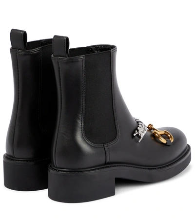 Shop Gucci Horsebit Leather Chelsea Boots In Black/nero