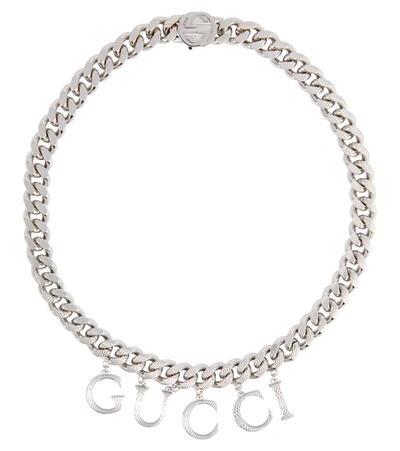 Shop Gucci Logo Chain-link Choker In New Palladio Antiall