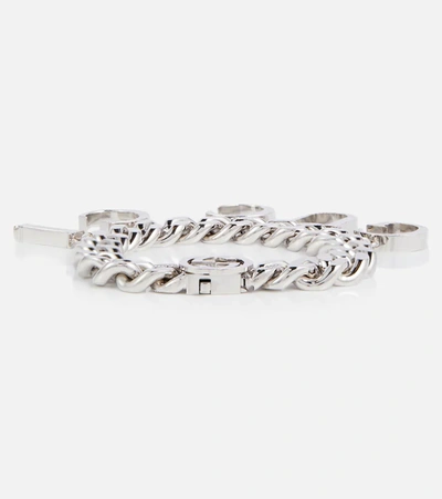 Shop Gucci Logo Chain-link Bracelet In New Palladio Antiall