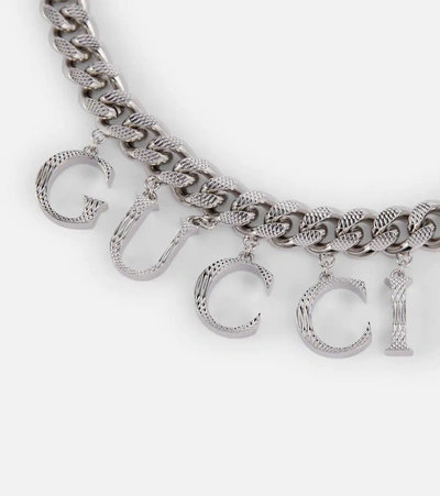 Shop Gucci Logo Chain-link Choker In New Palladio Antiall