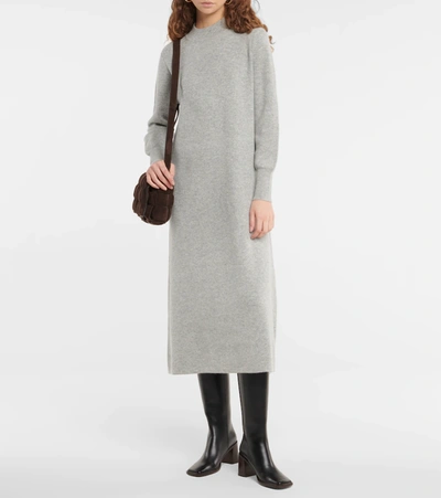 Shop Eres Alix Wool And Cashmere Midi Dress In Grey Flannel