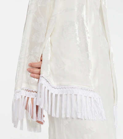Shop Galvan Fringed Kimono Jacket In White