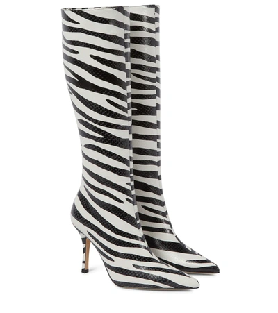 Shop Paris Texas Mama Zebra-print Leather Knee-high Boots