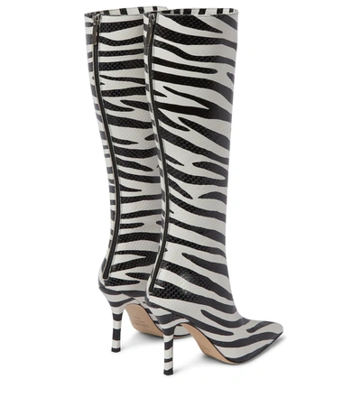 Shop Paris Texas Mama Zebra-print Leather Knee-high Boots