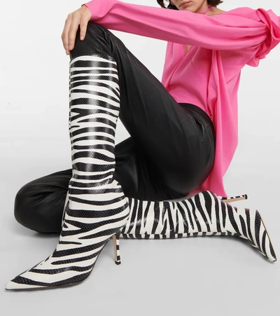 Shop Paris Texas Mama Zebra-print Leather Knee-high Boots
