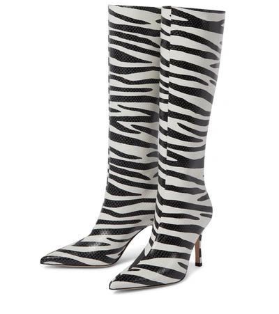 Shop Paris Texas Mama Zebra-print Leather Knee-high Boots