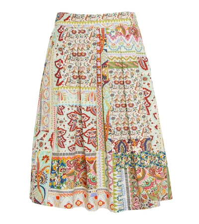 Shop Etro Printed Midi Skirt In Beige