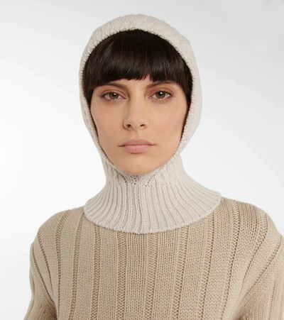 The Row Everest Rib Cashmere Knit Balaclava In Dove