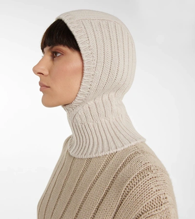 The Row Everest Rib Cashmere Knit Balaclava In Dove