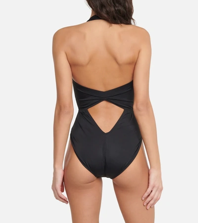 Shop Norma Kamali Crossover Mio Swimsuit In Black