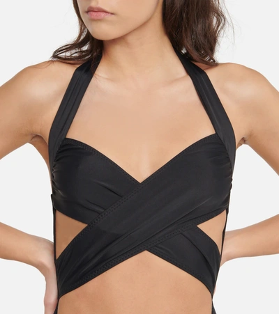 Shop Norma Kamali Crossover Mio Swimsuit In Black