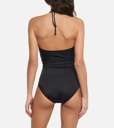 Shop Norma Kamali Mio Halterneck Swimsuit In Black