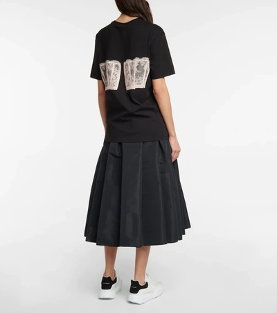 Shop Alexander Mcqueen Lace-overlay Cotton Jersey T-shirt In Black / Shell