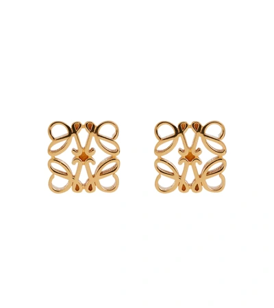 Shop Loewe Anagram Sterling Silver Earrings In Gold