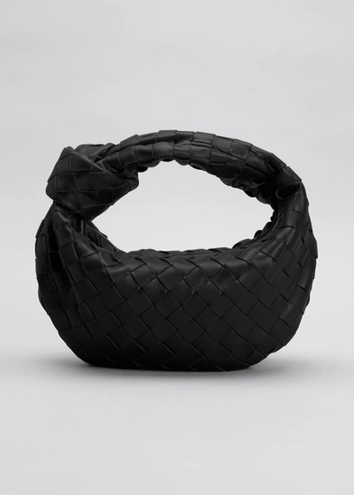Shop Bottega Veneta Jodie Mini Intrecciato Knot Hobo Bag In Black/gold