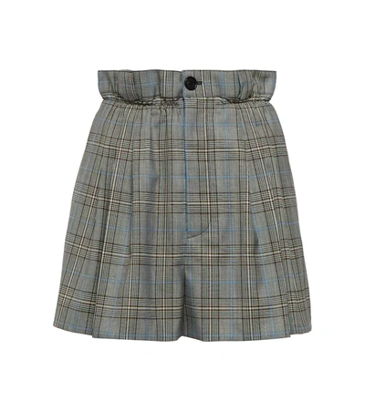 Miu Miu Virgin Wool Paperbag Shorts In Grigio