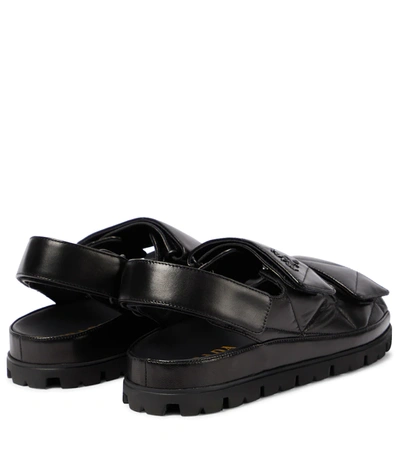 Prada Logo-lettering Quilted Leather Sandals In Nero
