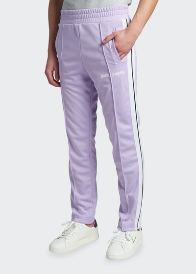 Shop Palm Angels Men's Classic Track Pants In Lilac White