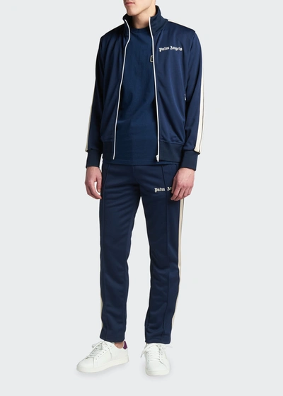 Shop Palm Angels Men's Classic Logo Track Jacket In Navy Blue White