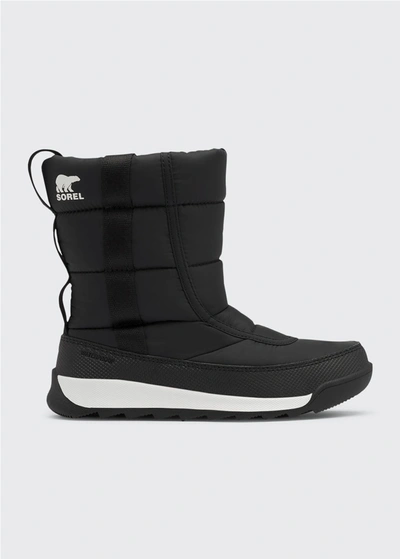 Shop Sorel Kid's Whitney Ii Waterproof Puffy Nylon Winter Boots, Toddler/kids In Black