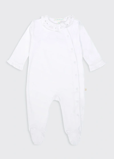 Shop Marie Chantal Girl's Wing Embroidered Velour Footie Pajamas In White