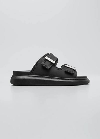 Shop Alexander Mcqueen Men's Logo Flatform Slide Sandals In Blackmulti