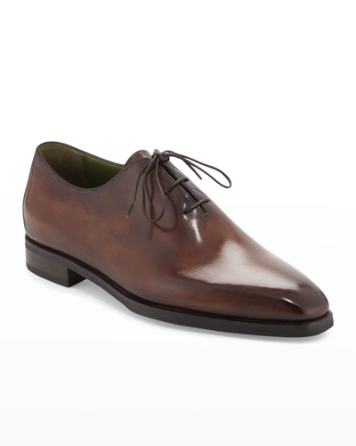 Shop Berluti Alessandro Demesure Leather Oxfords With Leather Sole In Tdm