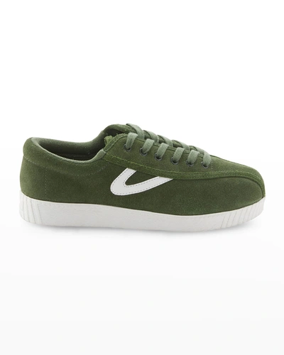 Shop Tretorn A-nylitesu Canvas Retro Tennis Sneakers In Olive