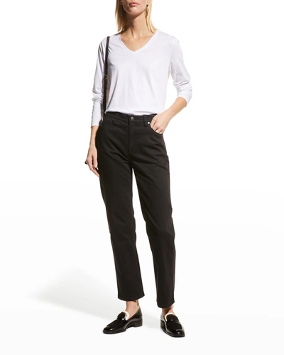 Shop Eileen Fisher Garment-dyed Stretch Denim Ankle Jeans In Black