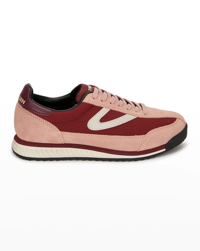 Tretorn A-rawlins Colorblock Suede Retro Sneakers In Burga