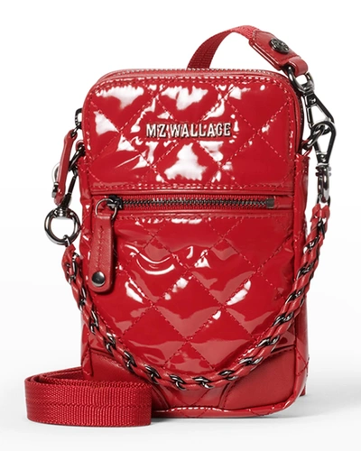 Shop Mz Wallace Micro Patent Quilted Crossbody Bag In Red Lacquer