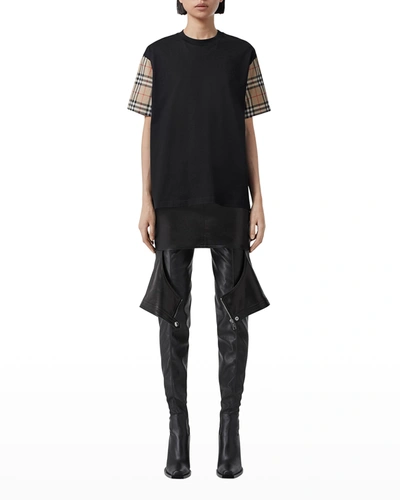 Shop Burberry Oversized Vintage Check T-shirt In Black