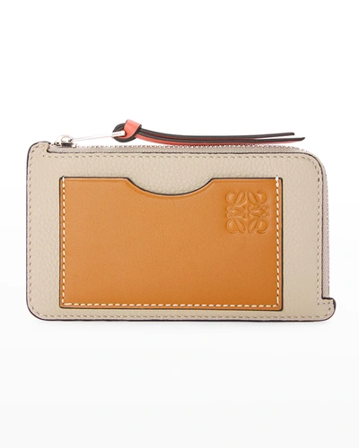 Shop Loewe Anagram Bicolor Leather Card Holder In Light Oat