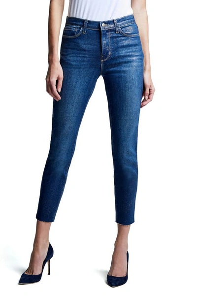 Shop L Agence El Matador French Slim Metallic Crop Skinny Jeans In Fremont/ Gld Glit Coat